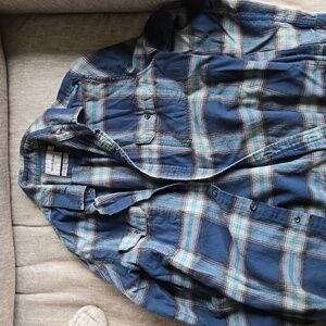 Mens Blue and White Button Down Shirt